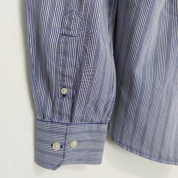 Ben Sherman Men's Shirt Size XL Blue White Stripe Long Sleeve Button Down Cotton - Picture 11 of 15